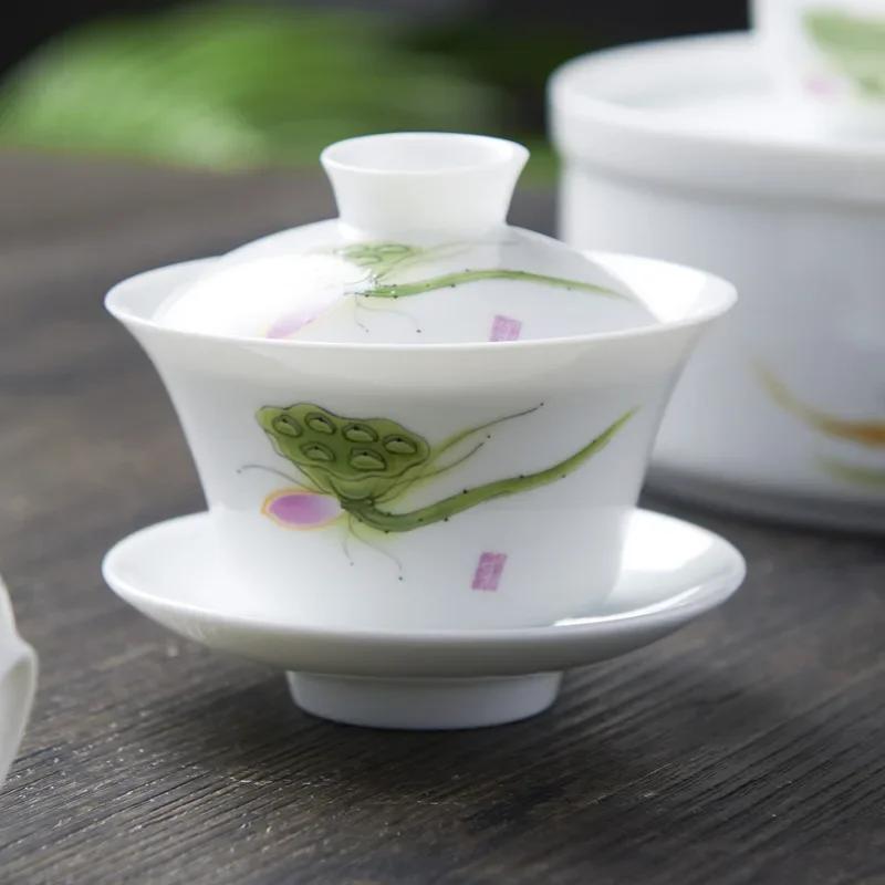 Chinese Traditions Gai Wan Tea Set Bone Tea Gaiwan Tea Porcelain Pot Set , de soupière, tasse à thé Kung Fu, service à thé