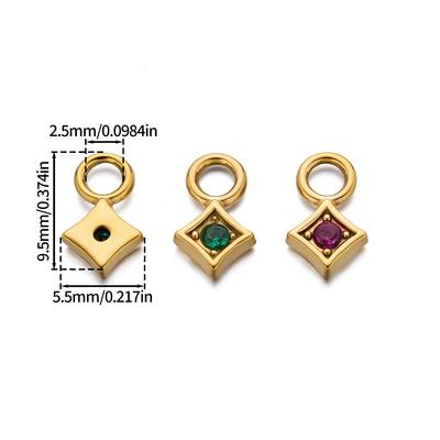 2 Stück/Packung 304 Edelstahl Diamantförmige Anhänger mit Zirkonia für DIY Armbänder Halsketten Schmuckherstellung Zubehör