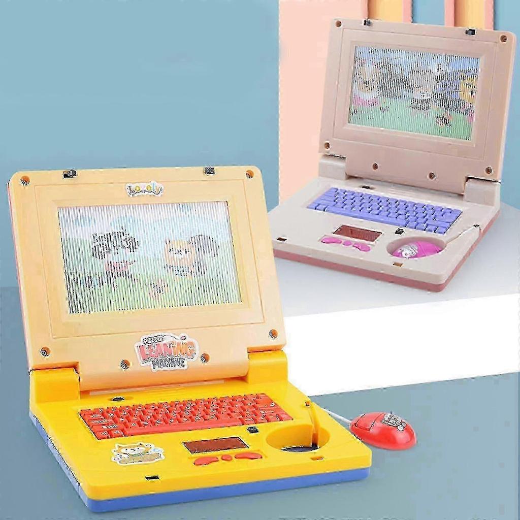 Kids Pretend Laptop Toy with Phrases, Sound Effects & Music, Educational Learning Computer for Girls (Blue, Pink)