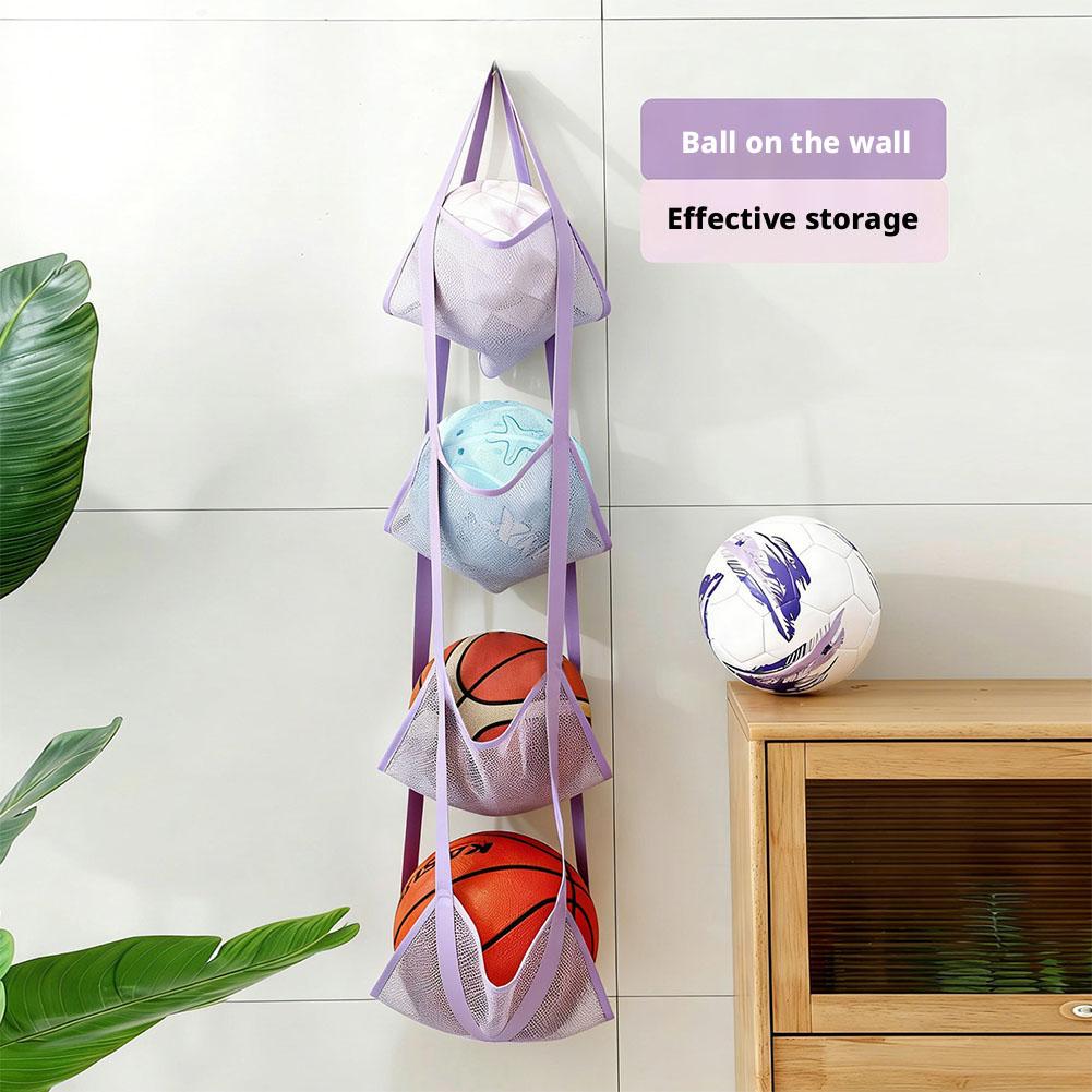 Wandmontierte Ballaufbewahrung Hängende Tasche Netzfächer Organizer Für Basketball Fußball Haus Garage Sportgeräte Organizer L7K5