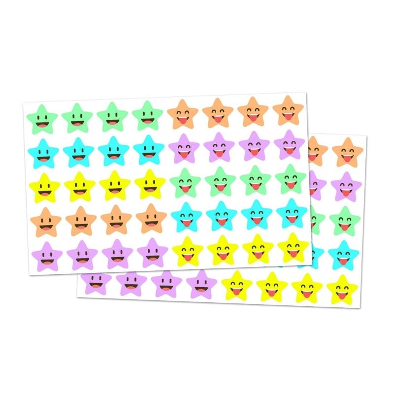 

10 Sheets Reward Sticker Happy Face Sticker Small Star Sticker Labels Adhesive Sticker Decorative Sticker for Party 1