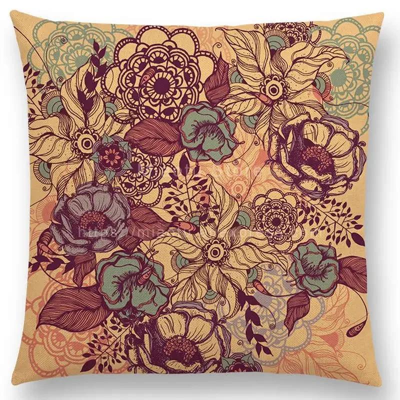 Schönes Blatt-Blumenmuster Mandala Kissenbezug Jahresringe Wunderschöne Blumen Drucke Sofakissenbezug Heimdekoration Dekorativ