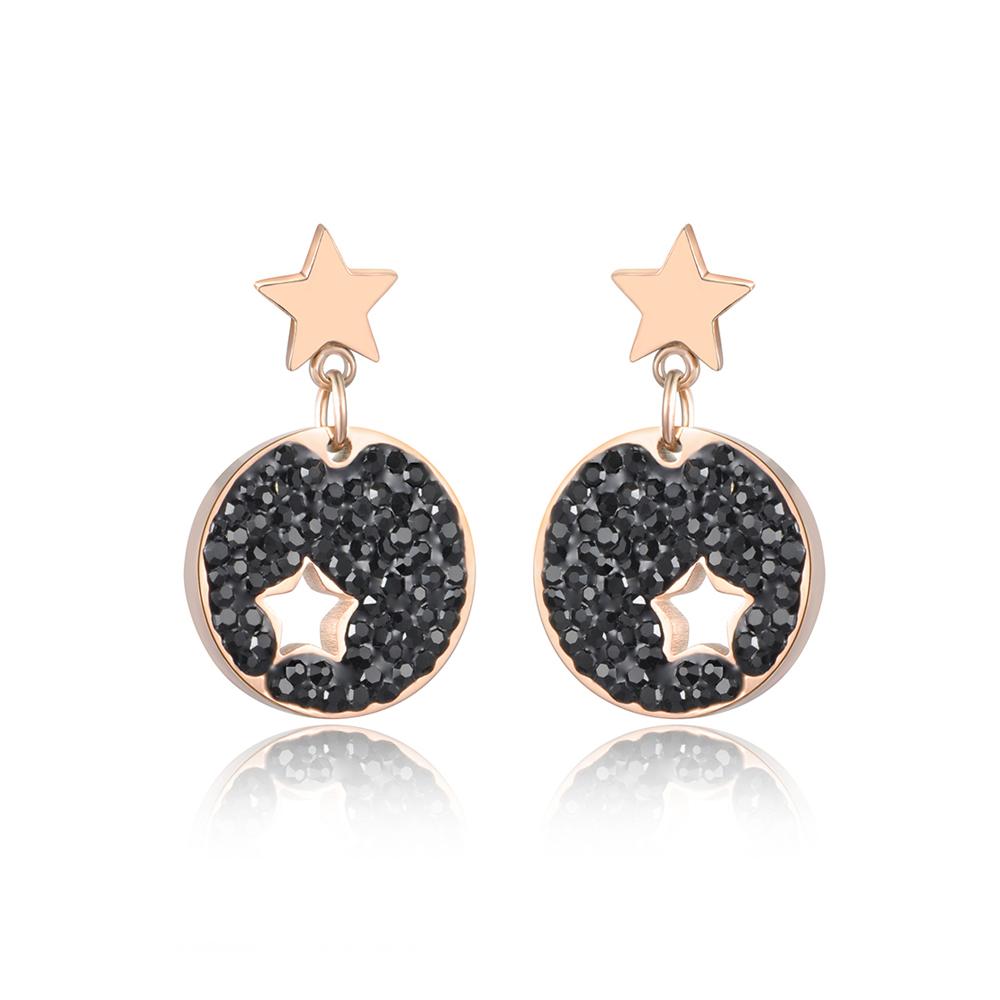 Lokaer Crystal Stud Earrings For Women Gold Plated Stainless Steel Hollow Star Earrings Jewelry Gifts E18019