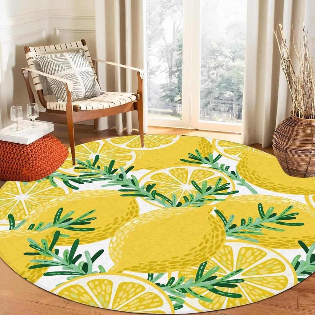 Round Strawberry Rug Kwaii Pink Circle Rugs for Bedroom Dorm Living Room Cute Area Rug Floor Mat Pad Doormat Carpet,
