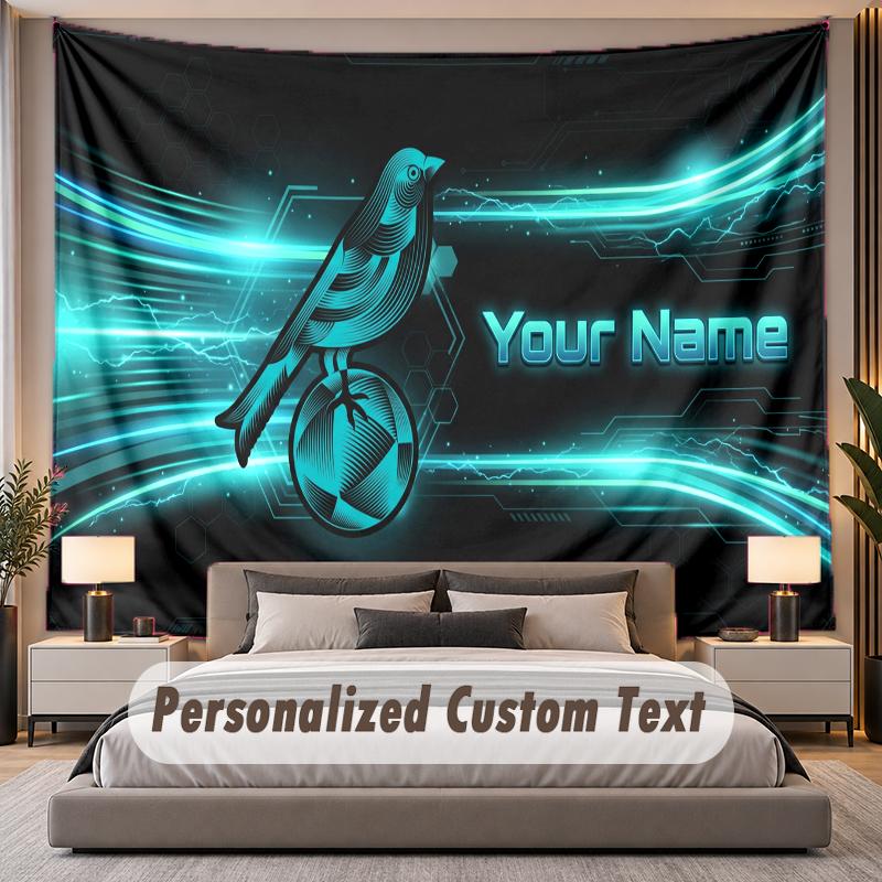 Custom Name Text Tapestry Norwich City Personalized Polyester Wall Tapestry For Bedroom And Room