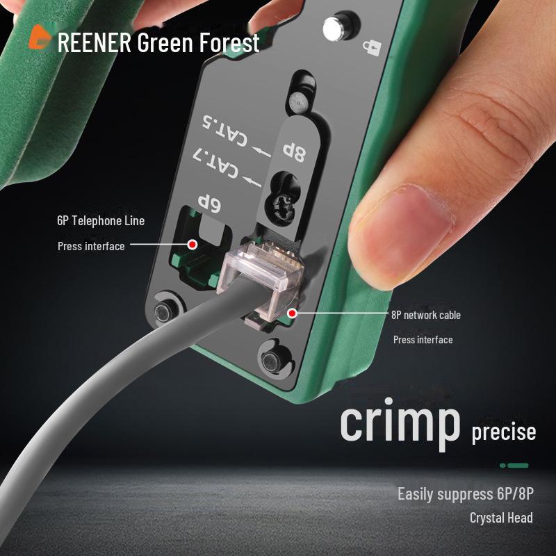 Green Forest Professional Network Cable Crimping Tool for Universal Super Category 7 Crystal Heads and Terminals