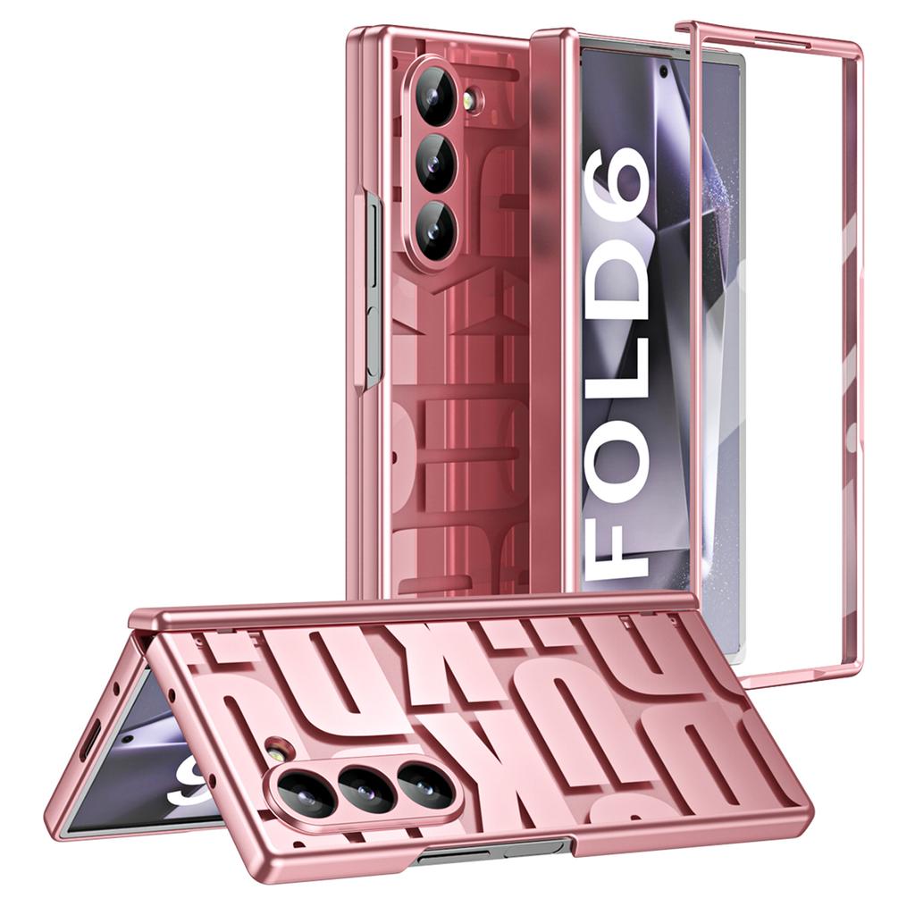 For Samsung Galaxy Z Fold6 5G Case Electroplating PC Phone Cover with Tempered Glass Film