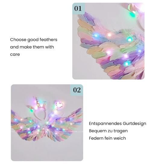 Zářivá čelenka s křídly Elfí víla Svítící hůlka Andělská víla Foto rekvizita Sada pro dívky Rozsvěcující se kostýmový doplněk