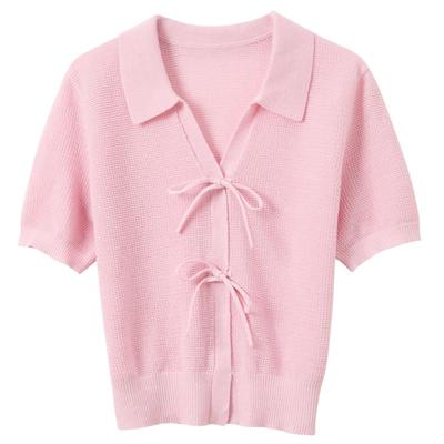 Damen Sommer 2026 V-Ausschnitt Strukturstrick Top