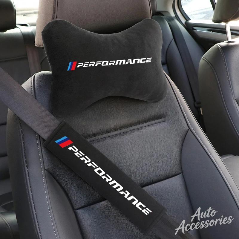 MLKL5 Car Headrest Rest Neck Pillow Cushion Seat Belt Shoulder Pad For BMW Performance E46 E39 E60 E90 E30 F15 F16 F20 F30 G20 Sticker