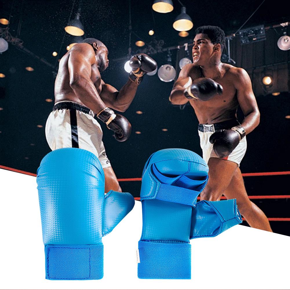 PU Leather Karate Gloves Boxing Gloves Thickened Karate Sparring Mitts Gloves Non Slip Ergonomic for Martial Arts Muay Thai