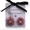 Vintage Pink Glass Pavé Floral Stud Earrings