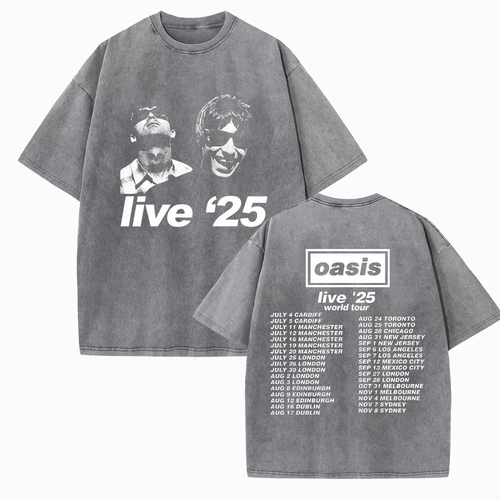 

Мужские и женские винтажные летние футболки с коротким рукавом OASIS Live 25 Tour, футболка с надписью «Die Welt» Rock Tee S