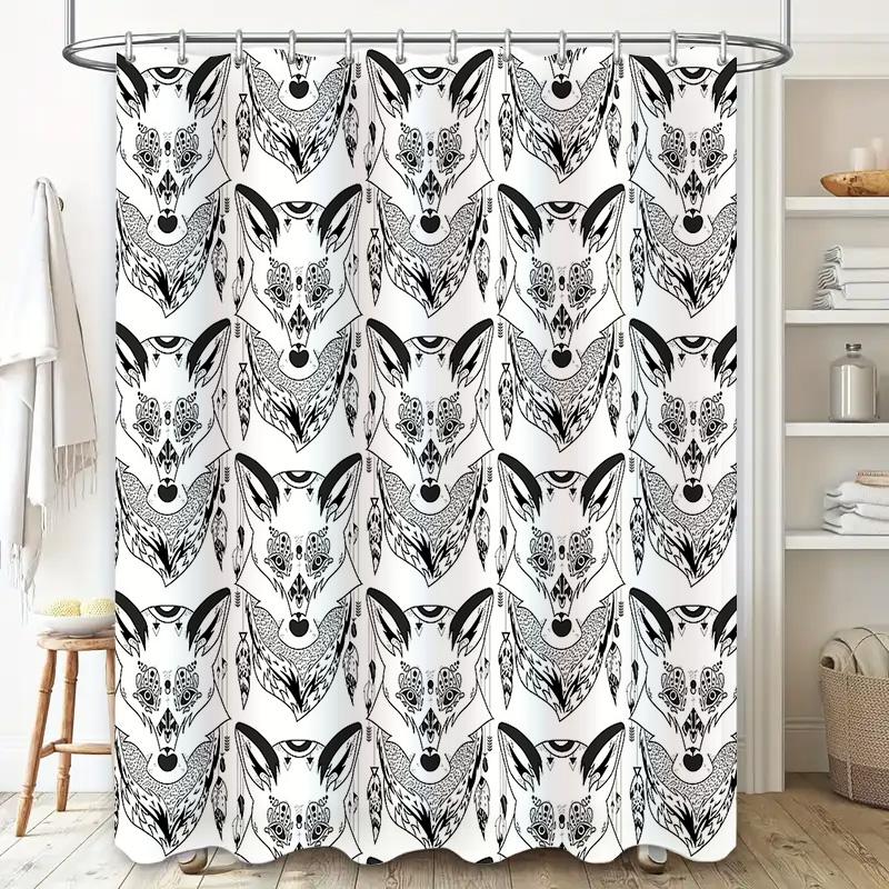 Gothic Forest Animals Shower Curtain Dark Academia Nature Trees Wolf Deer Fox Rustic Home Decor Bathroom Set Vintage Aesthetic
