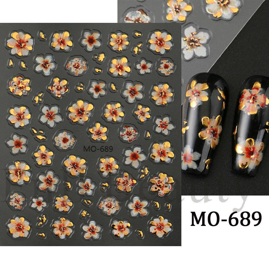 Nail Art Stickers Ins Micro-carving Three-dimensional Gradient Gilt Thanksgiving Maple Leaf Adhesive Nail Stickers