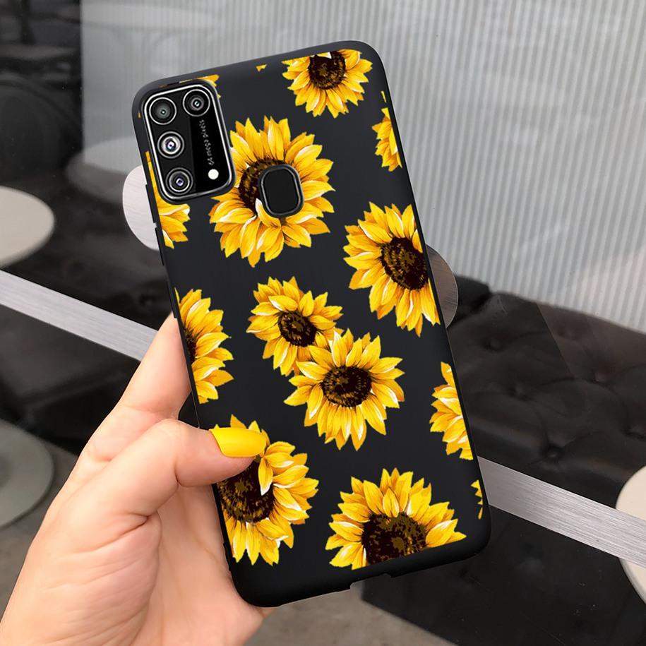 Silikonový kryt Pro Samsung M31 M 31 Obal Čerstvá květina Pírko Nárazuvzdorný kryt telefonu Pro Samsung Galaxy M31s M31 s M315 M317 Etui