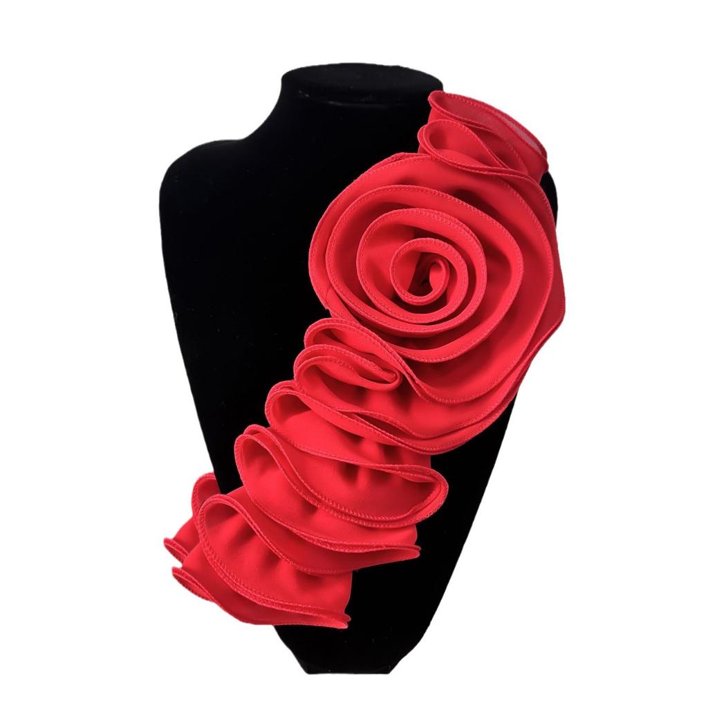 Handmade Flower Appliques Craft Dance Costume Making Materials Ruffle Edge 3D Flower Patches Garment Sewing On Applique