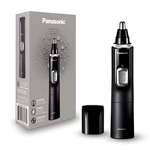 Panasonic Men's Ear and Nose Hair Trimmer with Vacuum Cleaning System, Wet/Dry, Hypoallergenic, High-Performance Dual-Edge Blade - ER-GN70-K, Black