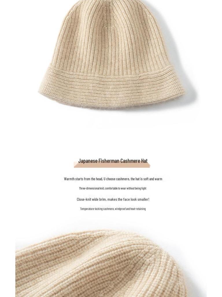 Hepburn Style Women's Heavyweight Four-Ply Cashmere Knitted Beanie