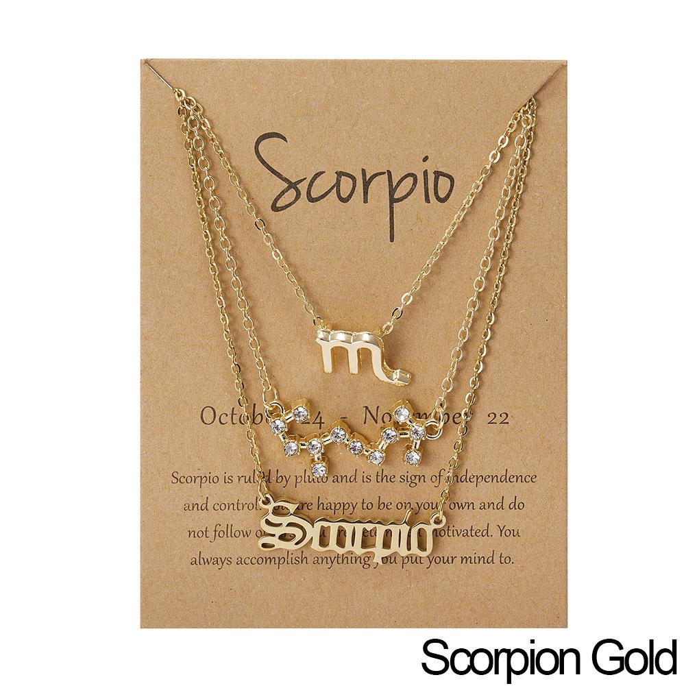 Fashion 12 Constellation Zodiac Star Sign Pendant Clear Zircon Women Necklaces Pisces Aries Taurus Horoscope Amulet Jewelry
