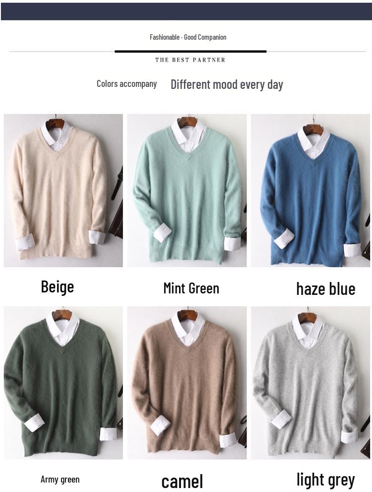 Men's Plus Size Cashmere Mink Velvet Round Neck Sweater - Thickened, Loose Fit for Autumn/Winter