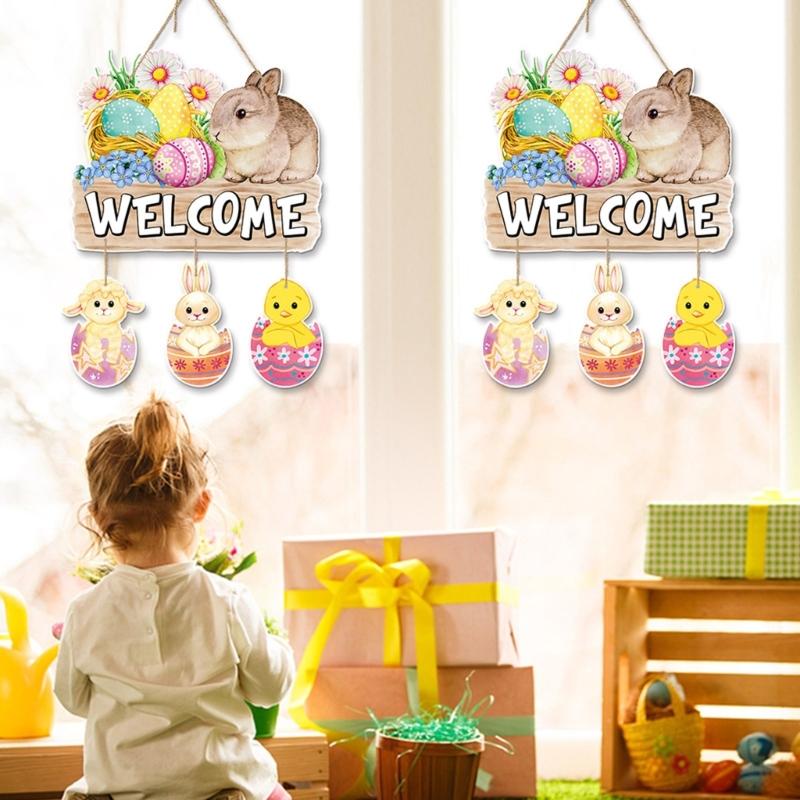 Modifiable Spring Paper Door Art Contains 4 Designs Easter Party Supplies Home Accessories For Creative Seasonal Decors
