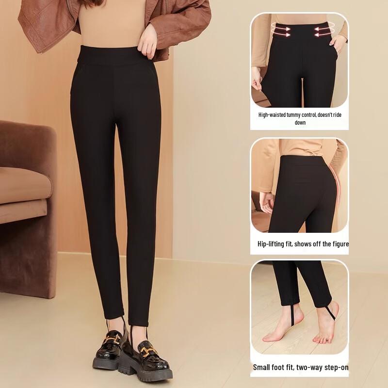 Yuzhaolin Women's High-Waist Thickened Camel Fleece Thermal Leggings