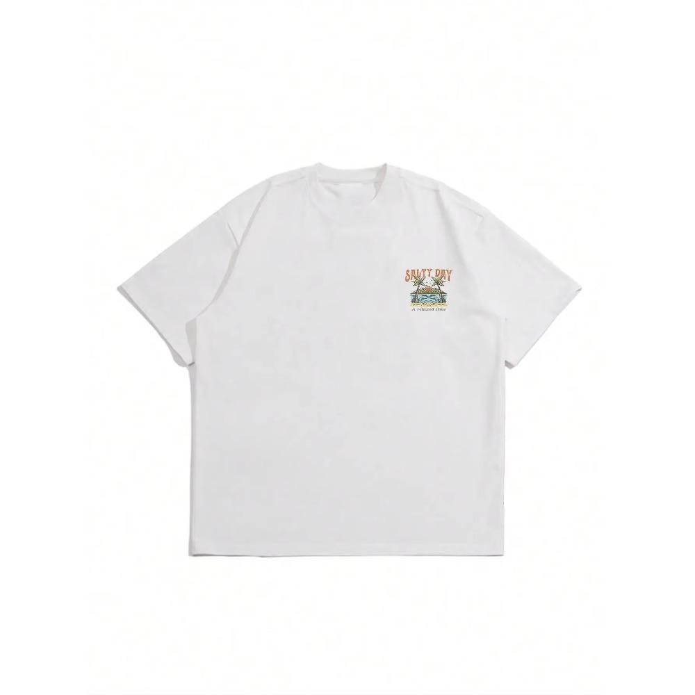 

Salty Day A Relaxed Time Летние футболки для отпуска Мужские свободные мягкие футболки большого размера Летние хлопковые футболки с коротким рукавом из дышащего материала XXXXXL белый