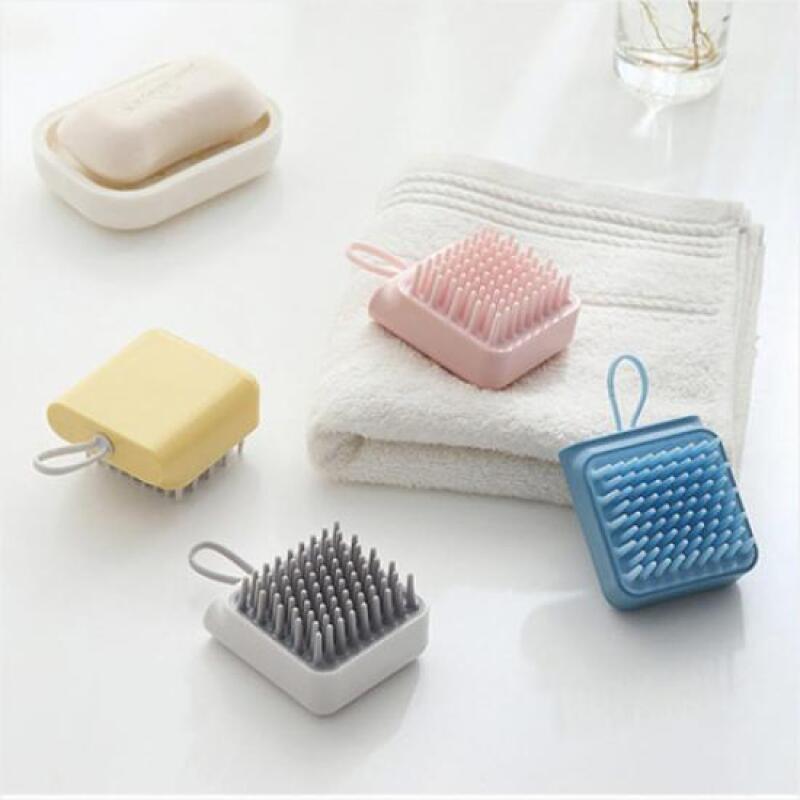 1 stylish pastel square shampoo brush (choose one color) white