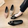 2025 Spring/Summer Women's Pointed Toe Flats - Korean Style Casual Slip-on with Round Buckle