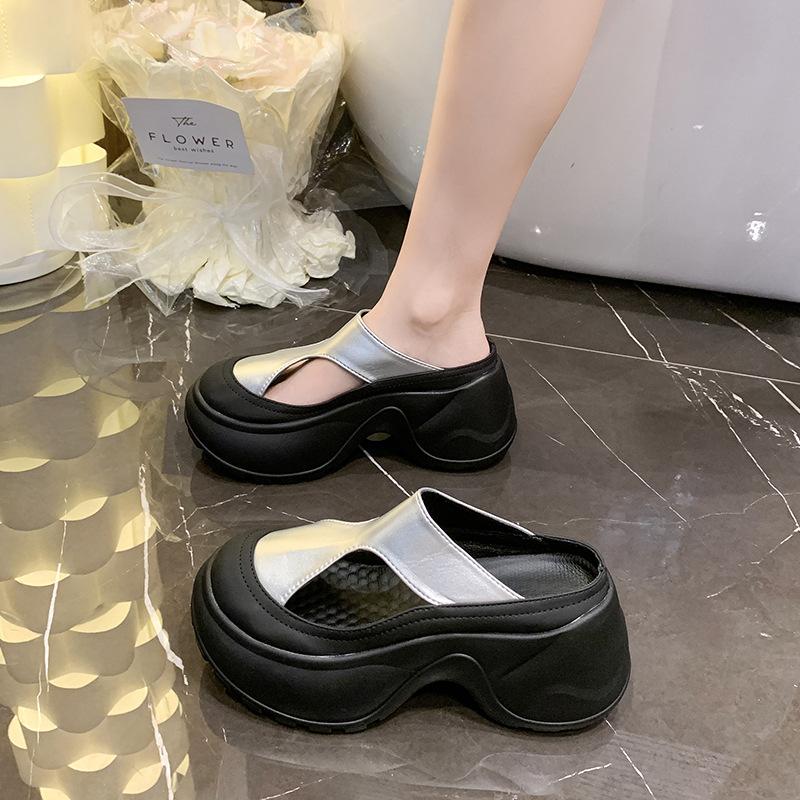 2025 New Bag Head Sandals Women's Shoes Summer New Lazy Muller Half Slippers Hole Shoes Beach Shoes Half Slippers