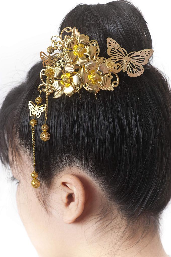 Donalee Kanzashi Hair Asian Set of Ornaments, Style, 2, Women's (Red)