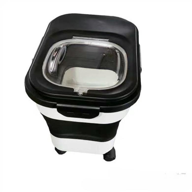 Collapsible with Wheels Cat Dog Food Storage Container Dry Pet Food Box with Lids Airtight Sealing Kitchen Grain Storage Boxes