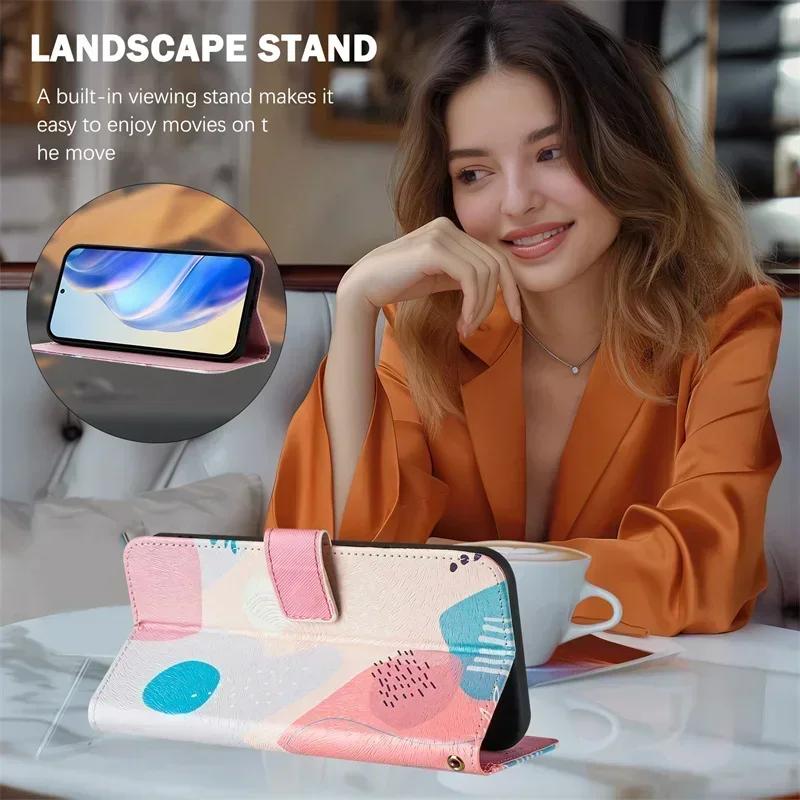 Pixel 9 Etui for Google Pixel 9 Pro XL Flip Funda Google Pixel 8a 7a 6a 8 Pro 5a 4a 5G Painted Pattern Leather Wallet Phone Case