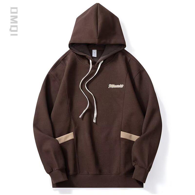 Men s Hong Kong Style Letter Print Hooded Sweatshirt - Loose Fit, Versatile Jacket for Spring & Autumn 2025 Arrival 4XL