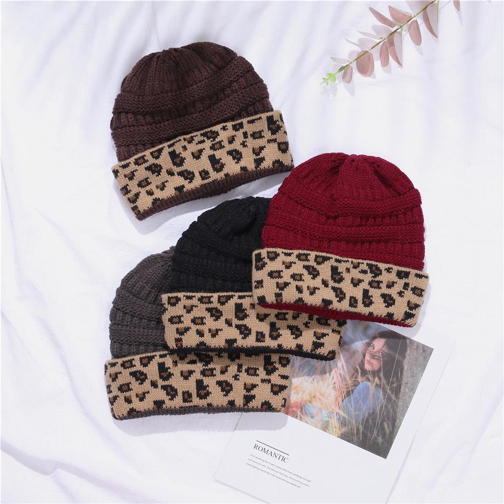 Beanie Hat For Women Men Winter Hat Knitted Autumn Leopard Hat Outdoor Crochet Warm Bonnet Cap Female Hats For Girl Hat