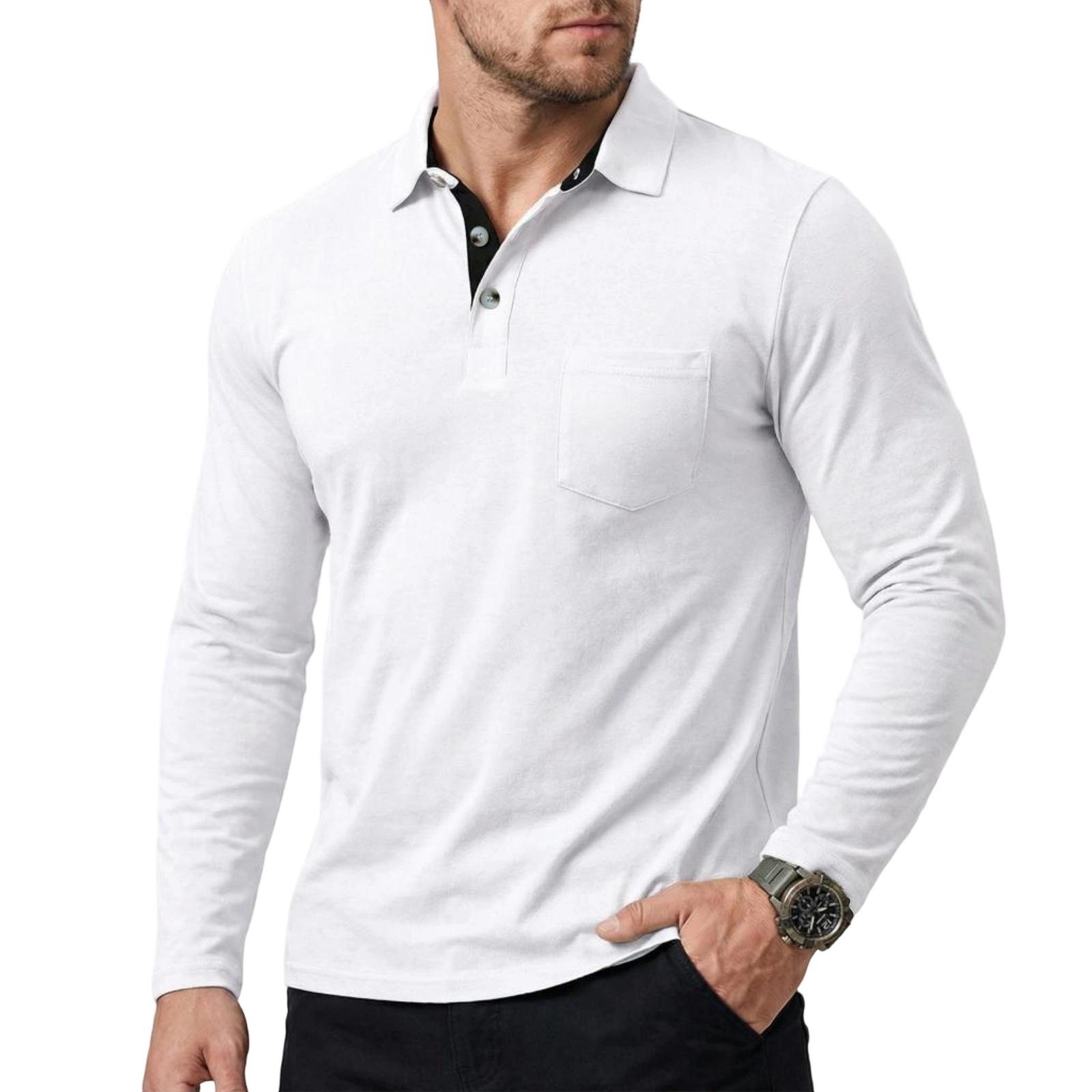 

Men s Loose And Casual Base Layer Shirt, Men s Long-sleeved Lapel Top XL білий