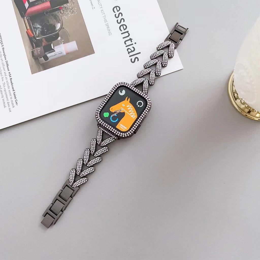 KALEBOL Zinc Alloy Strap for Apple Watch Ultra 3 2 1 49mm/Series 11 10 46mm/9 8 7 45mm/SE3 SE2 SE 6 5 4 44mm/3 2 1 42mm Watch Band Rhinestone Decor