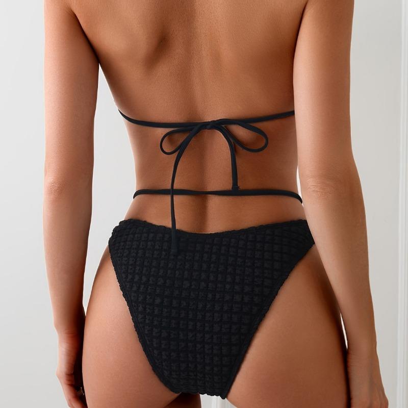 Women Solid Pearl Three Piece Sexy Bikini Swimwear For Beach Hot Spring