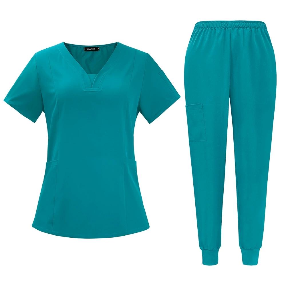 Breathable Hospital Uniforms Nurse Beauty Dental Salon Work Clothes Suits Custom LOGO Uniform Medical Scrubs Sets for Men Women