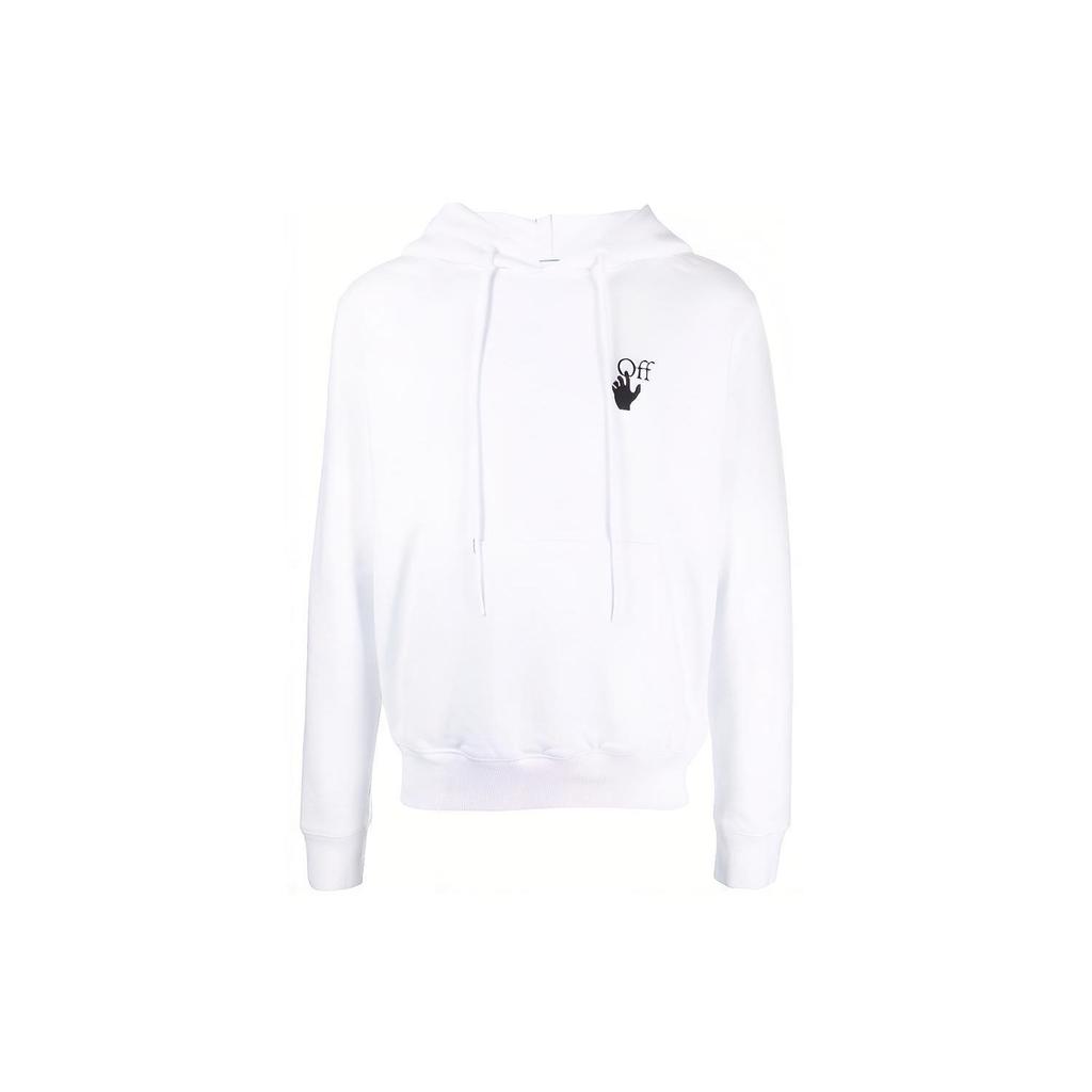 Off-White Arrow Pattern Long Sleeve Hoodie Men Tops White OMBB034F21FLE0020184