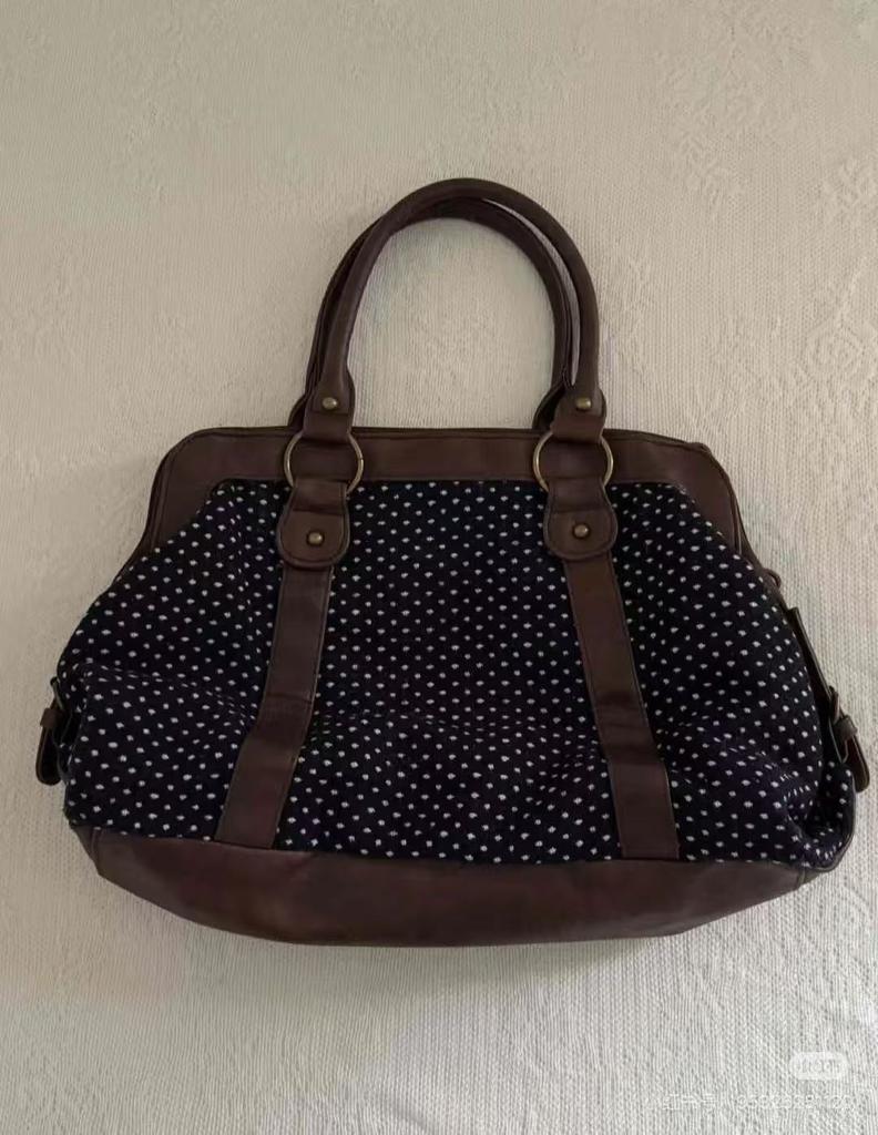 Bolso Tote Estilo Universitario de Lunares Retro para Mujer, Moderno y Versátil, Maletín de Gran Capacidad para Llevar en la Mano para el Trabajo