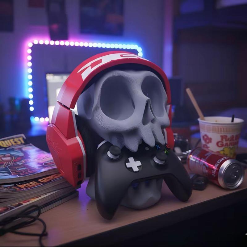 Personalized 3D Skull Game Controller Stand Wall Mounted Desktop Storage Rack Secure Holder for Gaming Room Decor