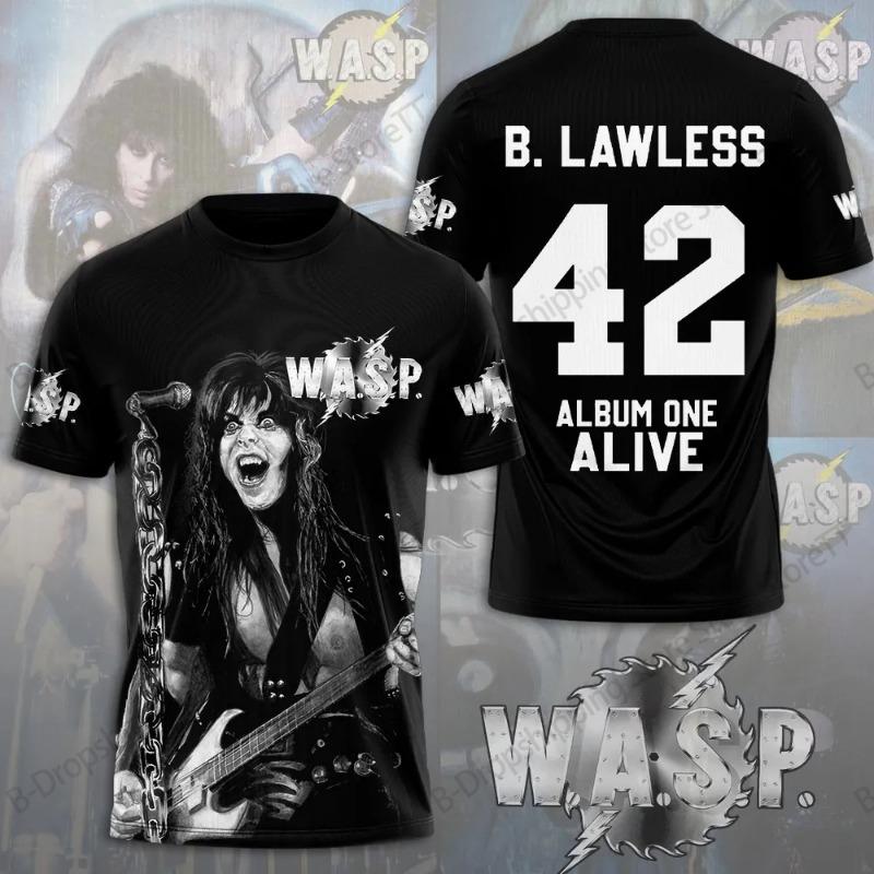 WASP Band.Tour 3D Print T-Shirt Men Women Fashion Street Short Sleeve Tops Tees Kids Clothes Oversized T Shirt Rock Black