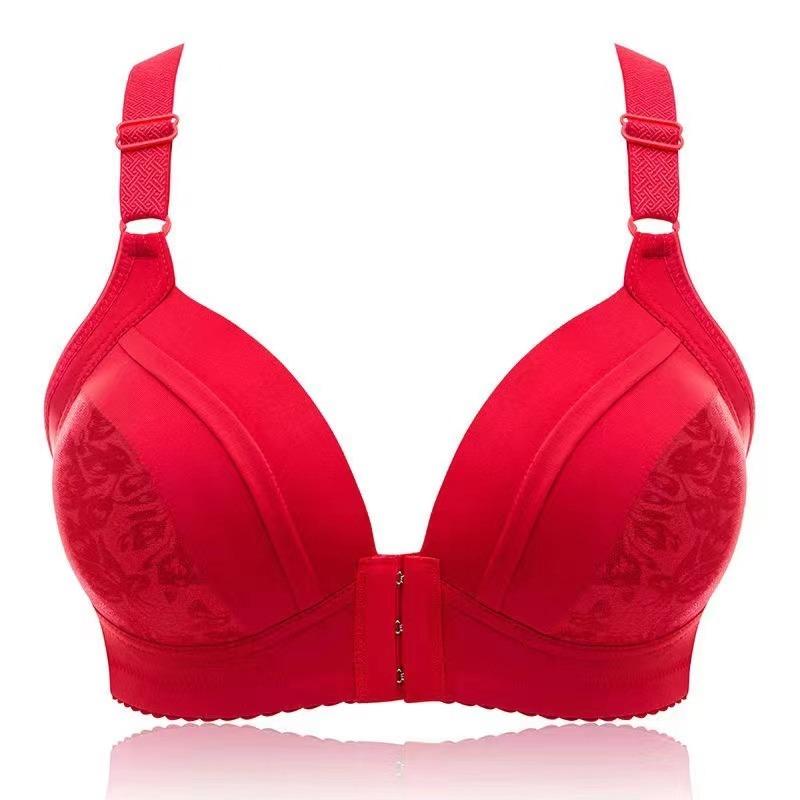 

Женский удобный беспроводной бюстгальтер без проводов, большой размер, спортивный бюстгальтер с полным покрытием и передней застежкой, пуш-ап 36 красный