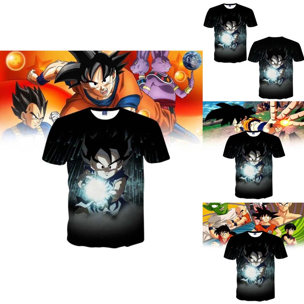 Trendy Anime Dragon Ball Series Men's T-shirt With Unique 3d Digital Print For Casual Wear