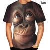 Lustiges T-Shirt mit Kuss-Affenlippe und Grafik für Herren, Kleidung, 3D-Parodie, Gorilla-Orang-Utan-Print, Unisex, kurzärmelig