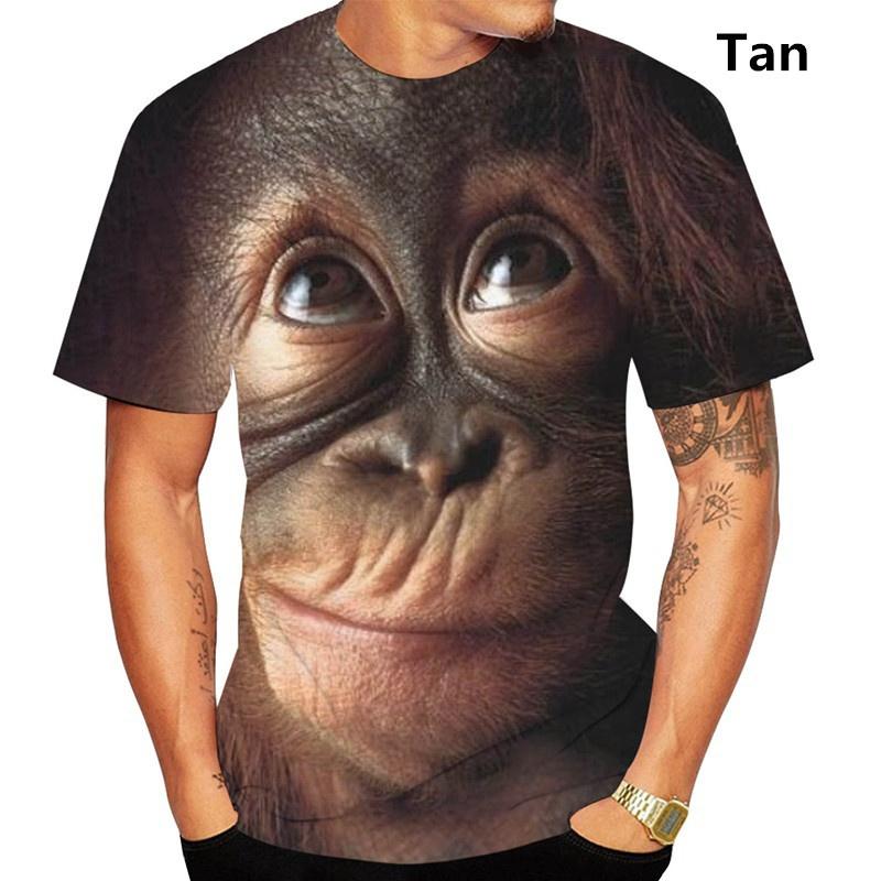 Lustiges T-Shirt mit Kuss-Affenlippe und Grafik für Herren, Kleidung, 3D-Parodie, Gorilla-Orang-Utan-Print, Unisex, kurzärmelig