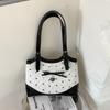 Korean Style Tote Bag With Bow & Heart Pendant Lolita Style Underarm Shoulder Bag Embossed Pattern Design Daily Commute Handbag
