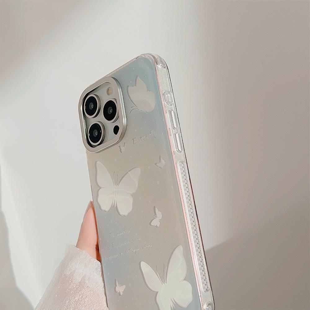 Blue Gradient Hollowed-out Butterfly Case for IPhone 16, Apple Phone Case for IPhone 15 Pro Max, with Water Ripple Pattern